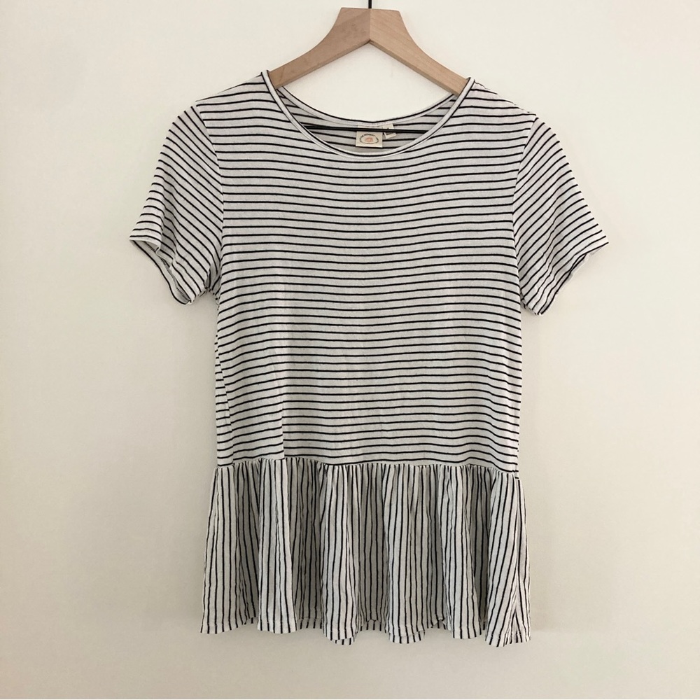Live in the Moment Striped Peplum Tee Size Small